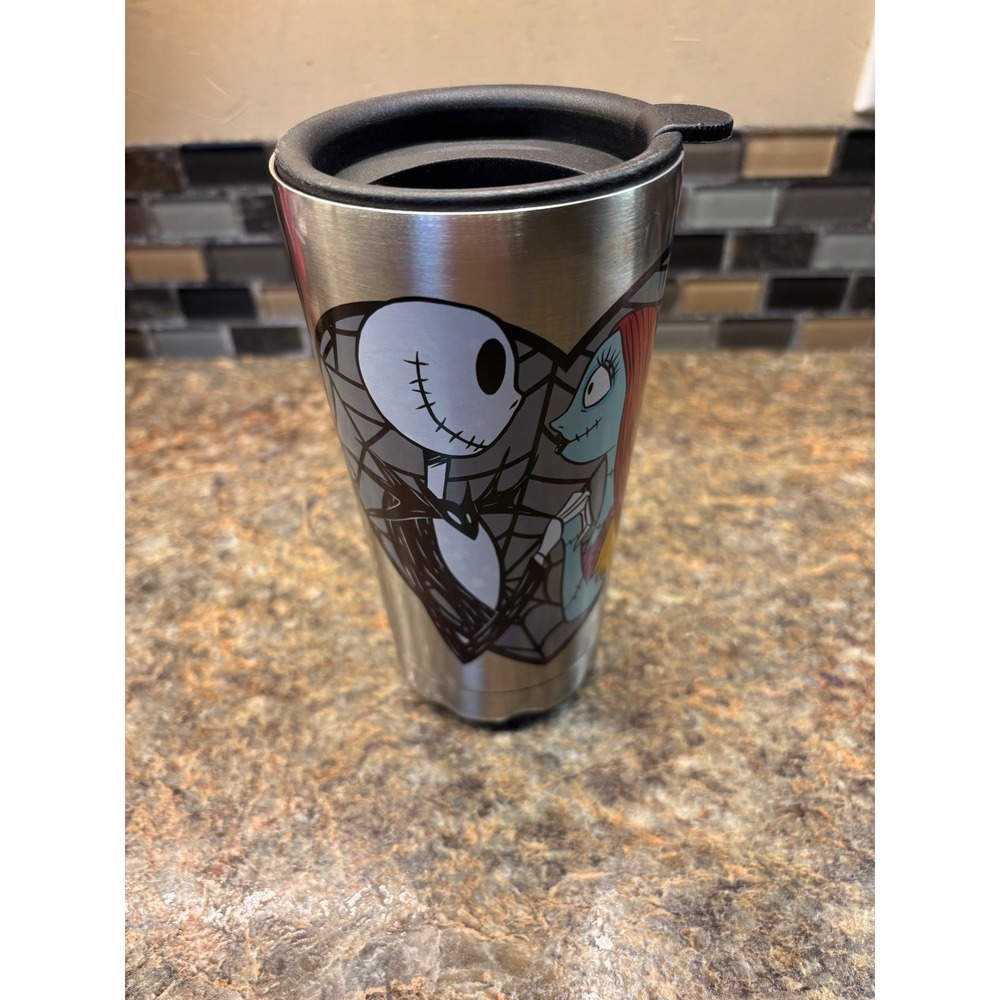 Disney Nightmare Before Christmas Jack Sally Stainless Steel Travel Tumbler 7in